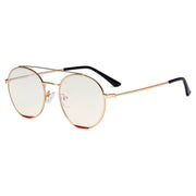 eyekeeper.com Round Blue Light Filter Eyeglasses LX19029-BB40 Eyeglasses Antique White Gold Red / without magnification