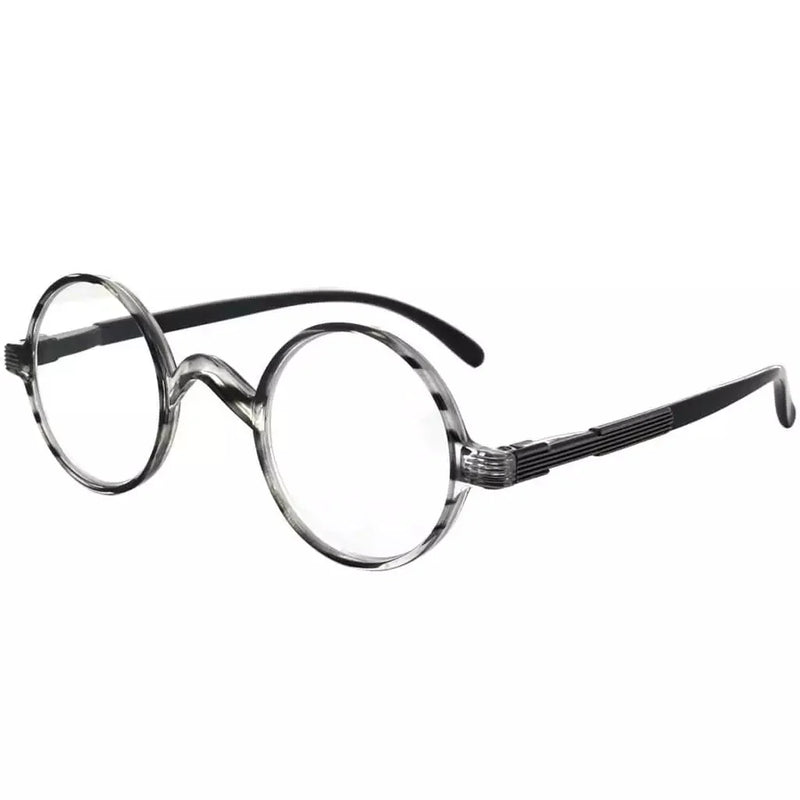 eyekeeper.com Round Reading Glasses R077B Eyeglasses White Smoke Grey Stripe / +0.50,Grey Stripe / +2.75