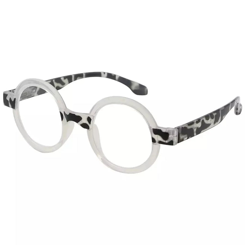 eyekeeper.com Round Reading Glasses with Tortoise Temples Unique Fun Readers R2007Z Eyeglasses White Smoke Black White Tortoise / without magnification,Black White Tortoise / +0.50,Black White Tortoise / +0.75,Black White Tortoise / +1.00,Black White Tortoise / +1.25,Black White Tortoise / +1.50,Black White Tortoise / +1.75,Black White Tortoise / +2.00,Black W