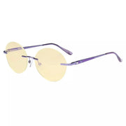eyekeeper.com Round Rimless Blue Light Blocking Reading Glasses TMWK9910A Eyeglasses White Smoke Purple / without magnification,Purple / +0.50,Purple / +1.00,Purple / +1.25,Purple / +1.50,Purple / +1.75,Purple / +2.00,Purple / +2.25,Purple / +2.50,Purple / +3.00,Purple / +3.50