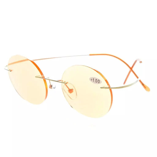 eyekeeper.com Round Rimless Blue Light Filter Reading Glasses UVR15026 Eyeglasses White Smoke Gold / without magnification,Gold / +1.00,Gold / +1.25,Gold / +1.50,Gold / +2.00