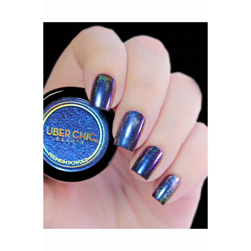 UberChic Beauty Chameleon Holographic Nail Powder: Royalty Suits Me Powder Gray