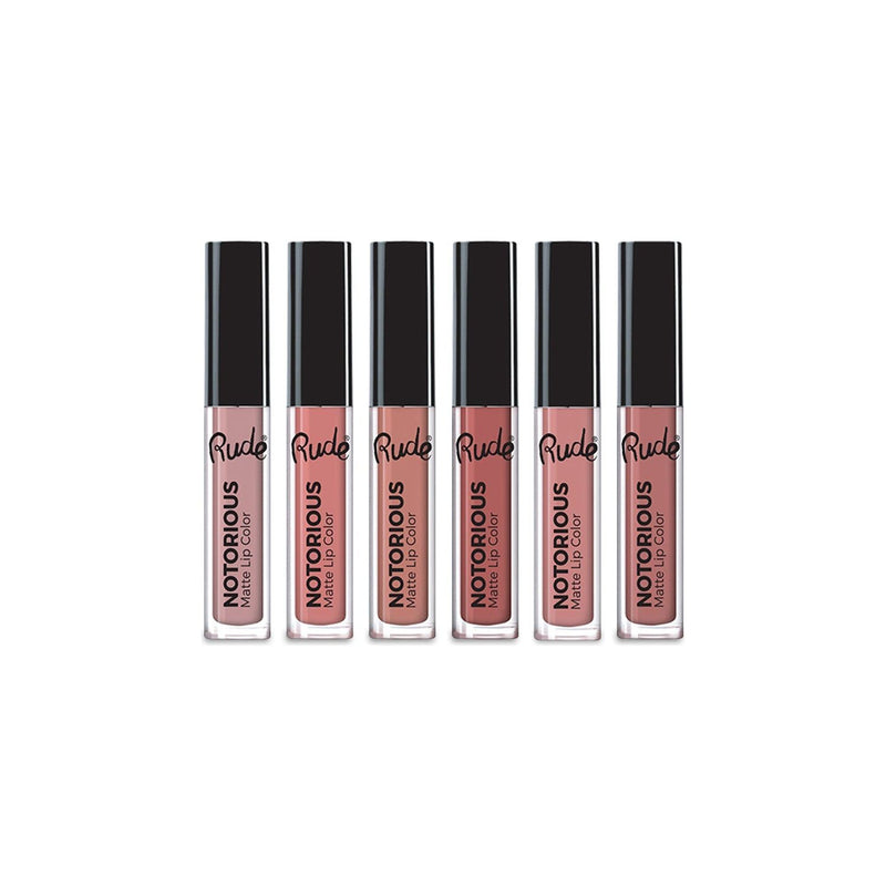 Rude Cosmetics Keep It Sassy 6 Lip Color Set - Nude Lipstick Gray Nude