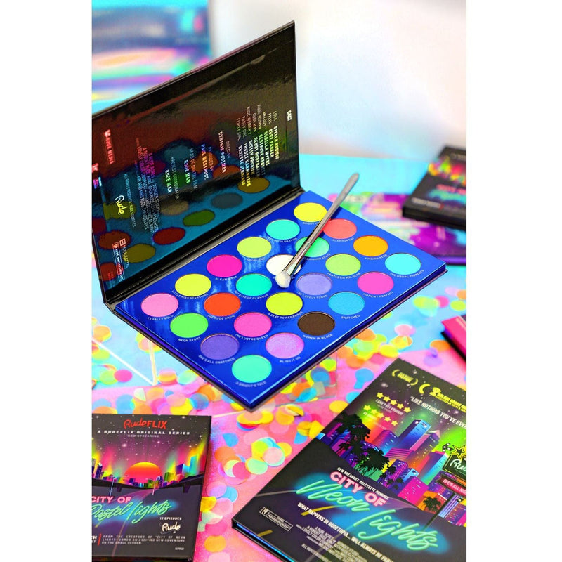 Rude Cosmetics City of Neon Lights - 24 Vibrant Pigment & Eyeshadow Palette Eyeshadow Palette Pink City of Neon Lights
