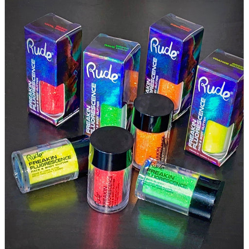 Rude Cosmetics Freakin Fluorescence Face and Body Glitter Glitter Dark Slate Gray Trance Dance,Rave Wave,Insomniac,Until Dawn