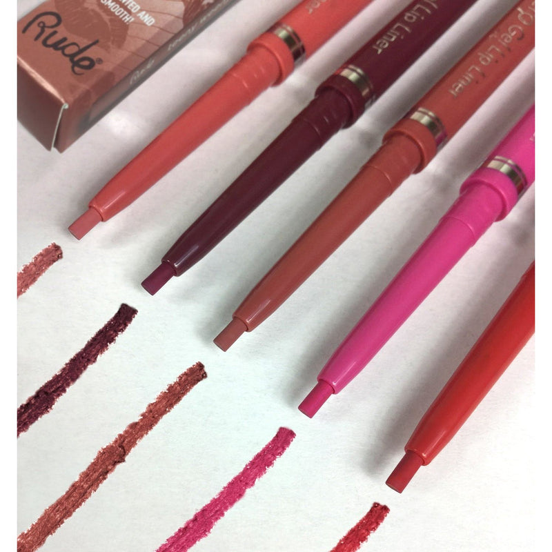 Rude Cosmetics Teeny Weeny Rich and Creamy Micro Gel Lip Liner Lip Liner Sienna Blushing Bare,Simply nude,She's Basic,In the Buff,Double Dare,High Standards,Dream On,Guess Again,I'm A Flirt,Seeing Red,Wild Ride,Temptation,Get Some,Let's Chill