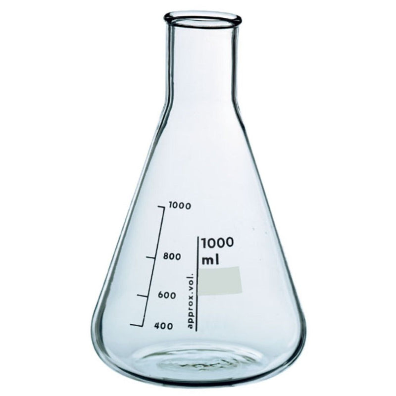 Pyrex 1000 mL (1L) Borosilicate Glass Erlenmeyer Flask Science & Laboratory White Smoke