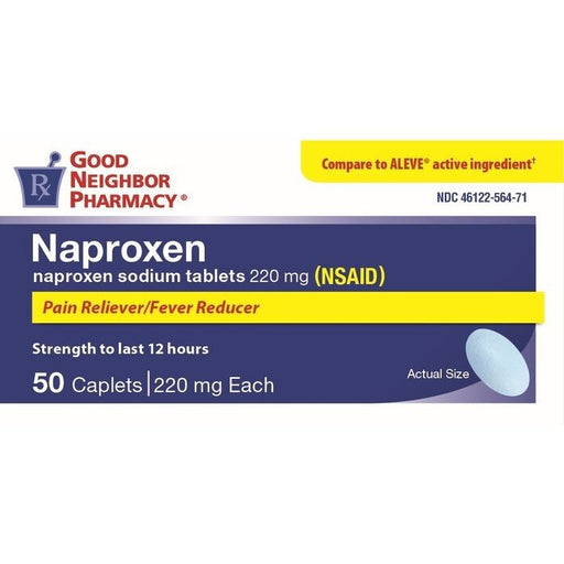 Good Neighbor Pharmacy GNP Naproxen Sodium 220 mg Tablets (or Caplets), 50 Count Medicine & Drugs White Smoke