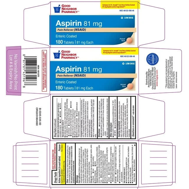Good Neighbor Pharmacy GNP ASPIRIN 81 MG EC TAB 180CT Medicine & Drugs White Smoke