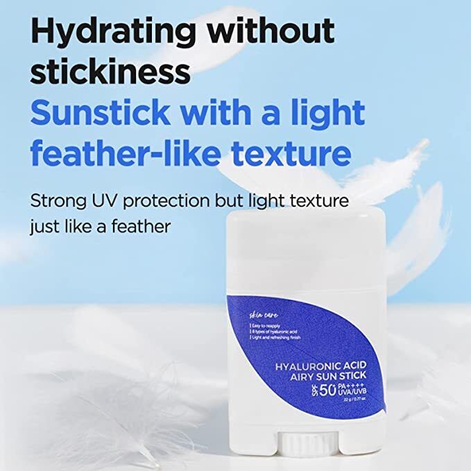AsiaBeautyMall Isntree Hyaluronic Acid Airy Sun Stick SPF 50+ PA++++ Sunscreen Light Blue