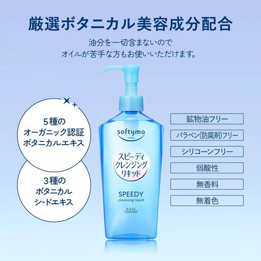 AsiaBeautyMall Kose Softymo Speedy Cleansing Liquid Cleansing Oil Light Blue