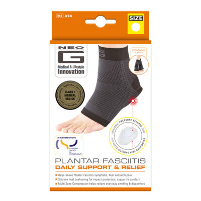 Neo G Neo G Plantar Fasciitis Everyday Support (Compression Sock) with Silicone Heel Cushioning – XXL Supports & Braces White Smoke
