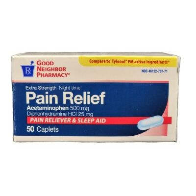 Good Neighbor Pharmacy GNP Pain Relief PM (Acetaminophen 500mg/Diphenhydramine 25mg), 100 Caplets Medicine & Drugs Midnight Blue
