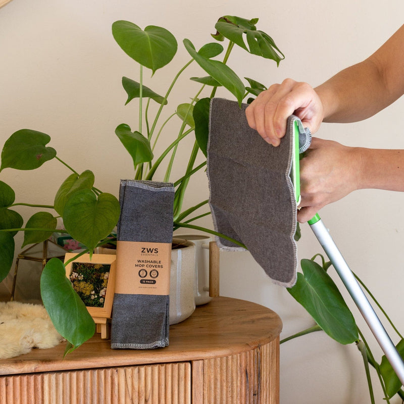 ZeroWasteStore.com Reusable Mop Pads Cleaning Tools Gray White / 6-Pack,White / 12-Pack,Grey / 6-Pack,Grey / 12-Pack