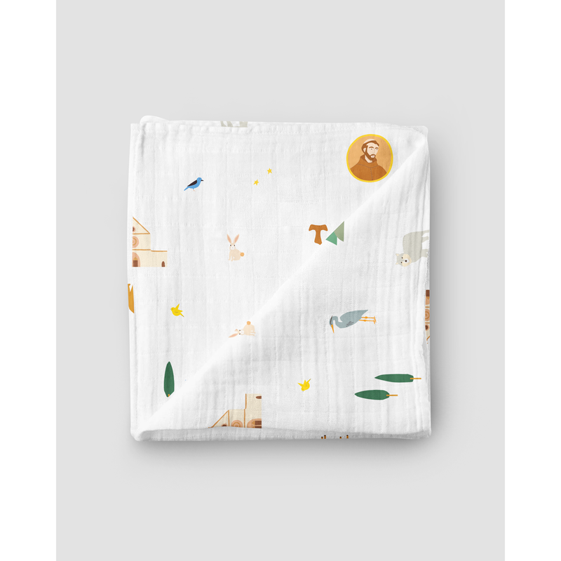 Be A Heart Saint Francis Muslin Swaddle Baby Blanket Swaddle Lavender