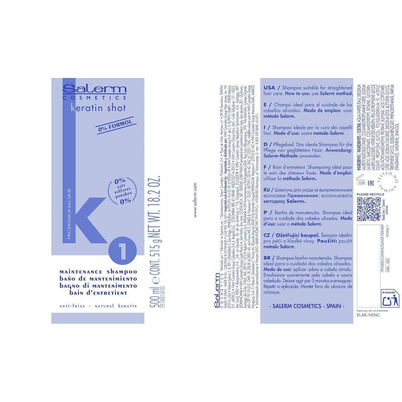 VIP Extensions Salerm Keratin Shot Sulfate-Free Shampoo 18 oz Shampoo White Smoke