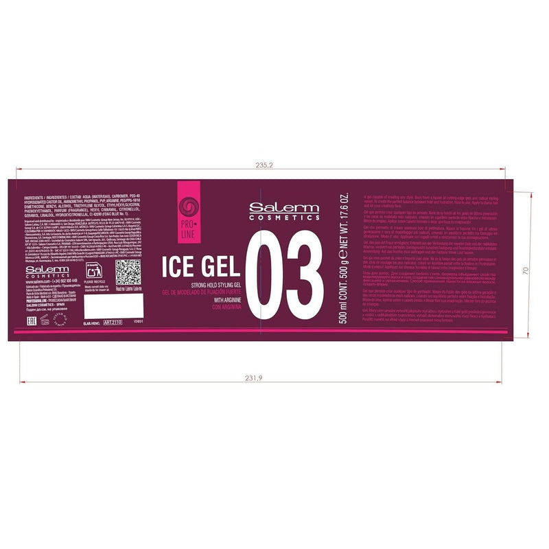 VIP Extensions Salerm Pro Line Ice Gel Strong Hold Styling Gel With Arginine 7.0 oz Styling Gel White Smoke