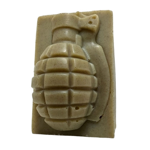 kbarsoapco Salt Dog Natural Grenade Soap (Tea Tree, Exfoliant) Dark Olive Green