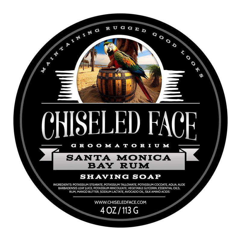 Chiseled Face Santa Monica Bay Rum - Shaving Soap Shaving Soap Black Full Size - 4oz