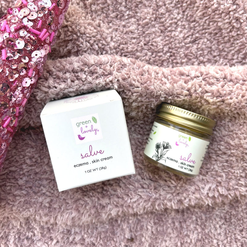 Green + Lovely Salve with added Comfrey, Healing, Organic Skin Cream {glass} Nature's Herbal Calendula Salve. Healing Ointment. Rosy Brown Unscented, Certified Organic