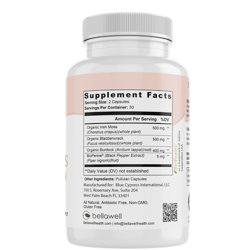 Bellawell Health Sea Moss Superfood for Women's Wellness Capsules Lavender