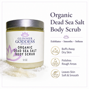 Glimmer Goddess® Organic Skin Care Organic Dead Sea Salt Body Scrub – Exfoliates, Detoxifies & Firms Skin Cleansers & Scrubs White Smoke 12 oz / Espresso Coffee,12 oz / Unscented