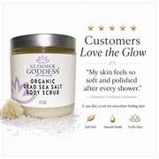 Glimmer Goddess® Organic Skin Care Organic Dead Sea Salt Body Scrub – Exfoliates, Detoxifies & Firms Skin Cleansers & Scrubs White Smoke 12 oz / Espresso Coffee,12 oz / Unscented