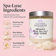 Glimmer Goddess® Organic Skin Care Organic Dead Sea Salt Body Scrub – Exfoliates, Detoxifies & Firms Skin Cleansers & Scrubs Misty Rose 12 oz / Espresso Coffee,12 oz / Unscented