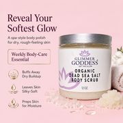 Glimmer Goddess® Organic Skin Care Organic Dead Sea Salt Body Scrub – Exfoliates, Detoxifies & Firms Skin Cleansers & Scrubs Misty Rose 12 oz / Espresso Coffee,12 oz / Unscented