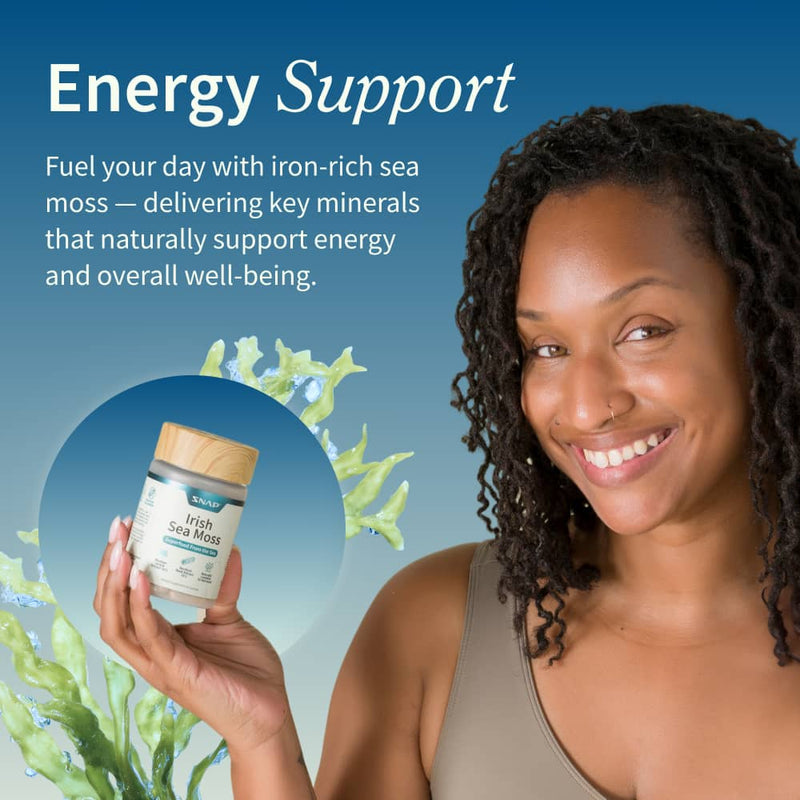 Snap Supplements Irish Sea Moss w/ Iodine Energy Support - Buy 2, Get 1 FREE! hidden Steel Blue