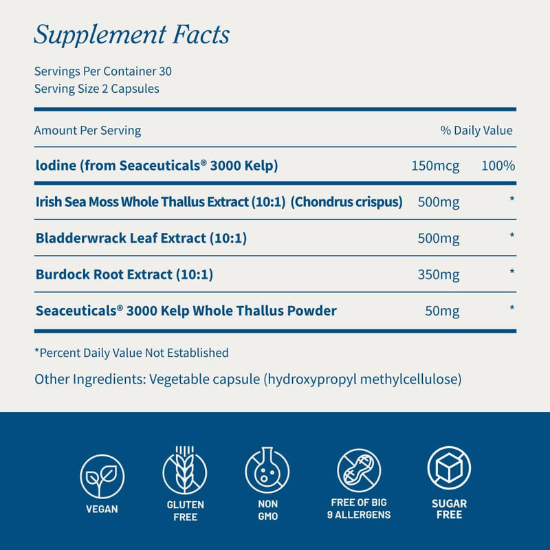 Snap Supplements Irish Sea Moss with Iodine Energy Support Lavender