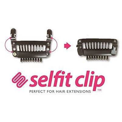 VIP Extensions Selfit Clips, 12 Piece Per Pack Hair Accessories White Smoke Dark Brown,BROWN