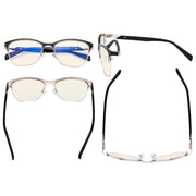eyekeeper.com Blue Light Blocking Glasses Browline Eyeglasses LX19037-BB40 Eyeglasses Antique White Black / without magnification,Blue / without magnification,Brown / without magnification,Red / without magnification