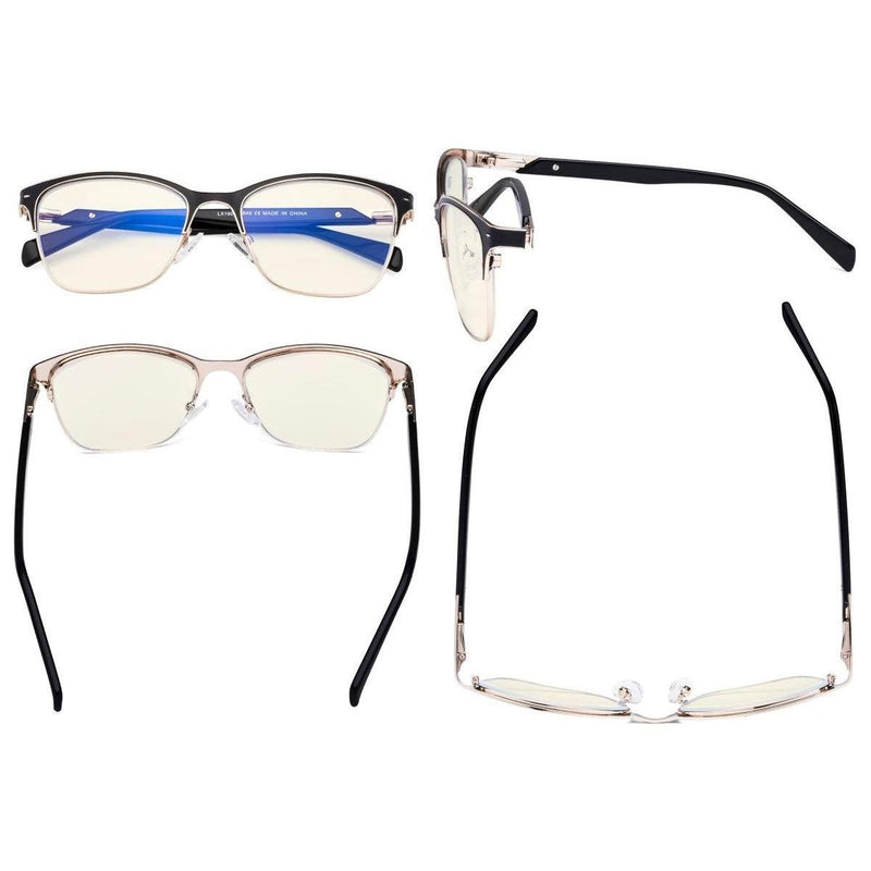 eyekeeper.com Blue Light Blocking Glasses Browline Eyeglasses LX19037-BB40 Eyeglasses Antique White Black / without magnification,Blue / without magnification,Brown / without magnification,Red / without magnification