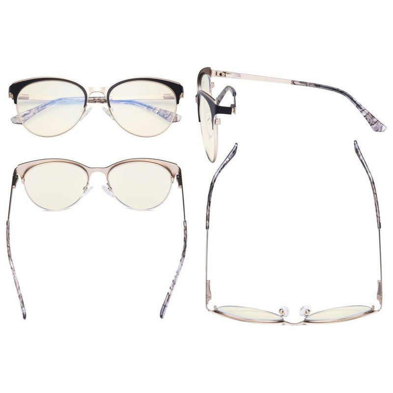 eyekeeper.com Fashionable Blue Light Filter Eyeglasses LX19040-BB40 Eyeglasses Antique White Black / without magnification,Blue / without magnification,Purple / without magnification,Red / without magnification
