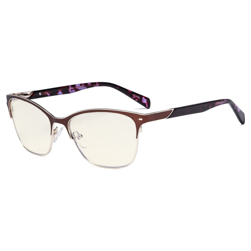 eyekeeper.com Blue Light Blocking Glasses Browline Eyeglasses LX19037-BB40 Eyeglasses Dark Slate Gray Brown / without magnification