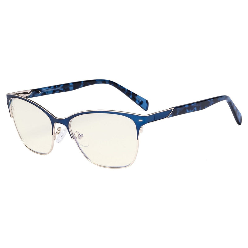 eyekeeper.com Blue Light Blocking Glasses Browline Eyeglasses LX19037-BB40 Eyeglasses Beige Blue / without magnification