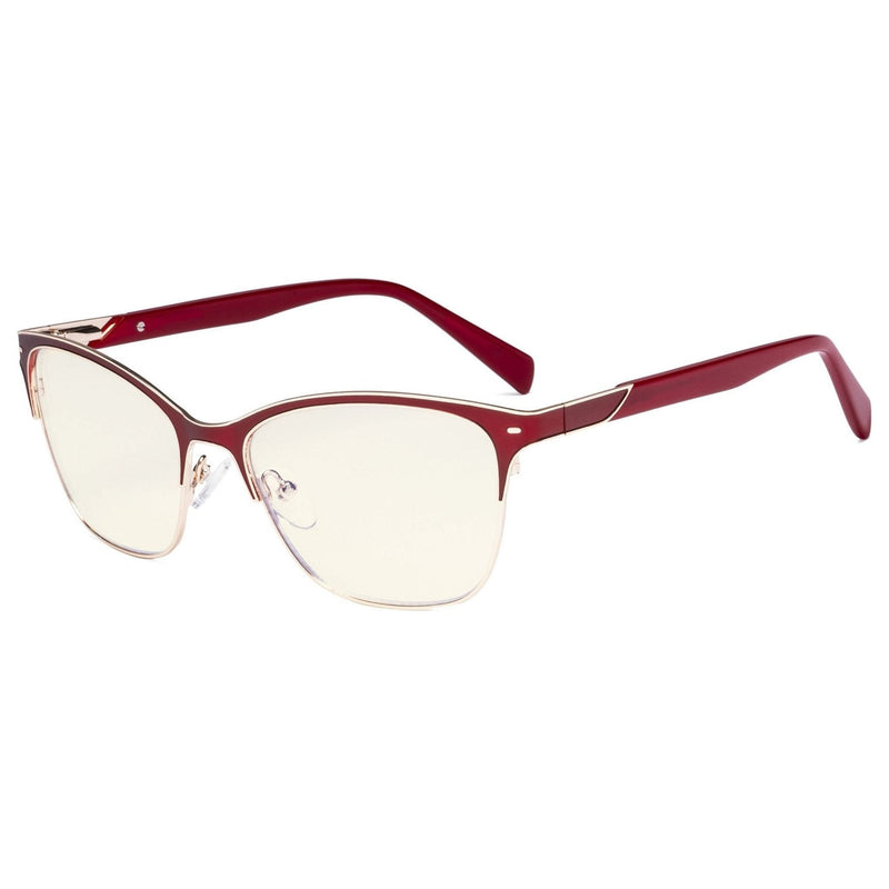 eyekeeper.com Blue Light Blocking Glasses Browline Eyeglasses LX19037-BB40 Eyeglasses Brown Red / without magnification