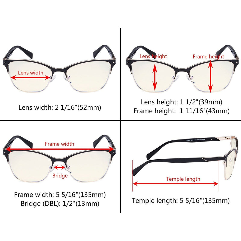 eyekeeper.com Blue Light Blocking Glasses Browline Eyeglasses LX19037-BB40 Eyeglasses Beige Black / without magnification,Blue / without magnification,Brown / without magnification,Red / without magnification