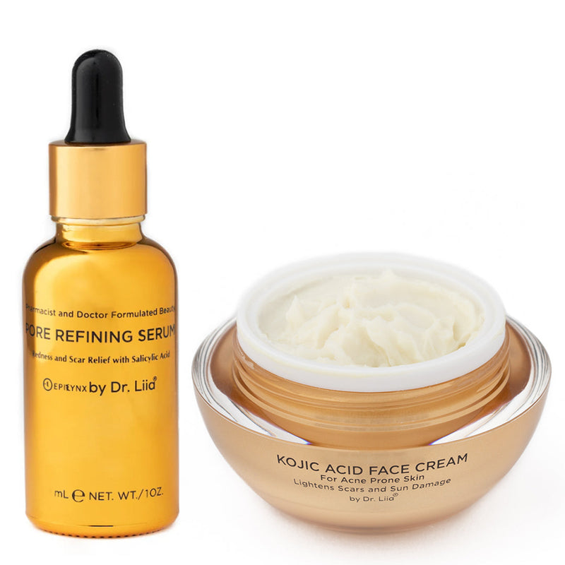 EpiLynx Pore Refining & Brightening Kojic Acid Skincare Set – Vegan, Hypoallergenic Duo Tan