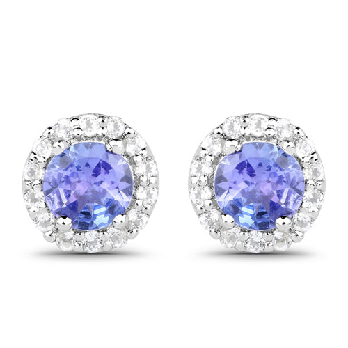 Bids.com 3.77 Carat Genuine Tanzanite and White Topaz .925 Sterling Silver 3 Piece Jewelry Set (Ring, Earrings, and Pendant w/ Chain) Jewelry Sets White Smoke size 7.00,size 6.00,size 8.00,size 5.00,size 9.00