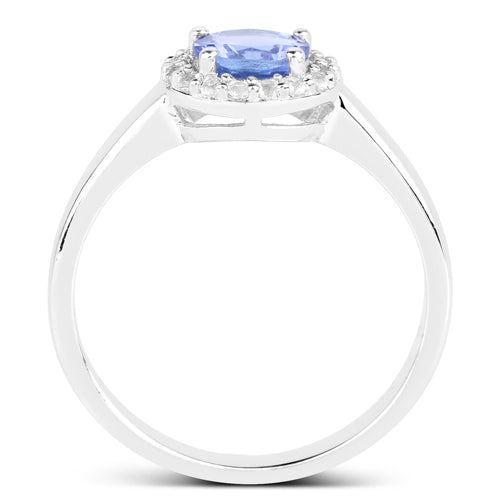 Bids.com 3.77 Carat Genuine Tanzanite and White Topaz .925 Sterling Silver 3 Piece Jewelry Set (Ring, Earrings, and Pendant w/ Chain) Jewelry Sets White Smoke size 7.00,size 6.00,size 8.00,size 5.00,size 9.00