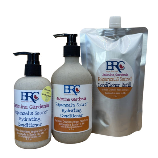 By Robin Creations Rapunzel's Secret Deep Moisture Hair Conditioner Hair, Brows & Eyelashes White Smoke Lemongrass Eucalyptus / 8 oz Biodegradable Pump Bottle,Lemongrass Eucalyptus / 16 oz Biodegradable Pump Bottle,Lemongrass Eucalyptus / 17 oz Refill Pouch,Jasmine-Gardenia / 8 oz Biodegradable Pump Bottle,Jasmine-Gardenia / 16 oz Biodegradable Pump Bottle,