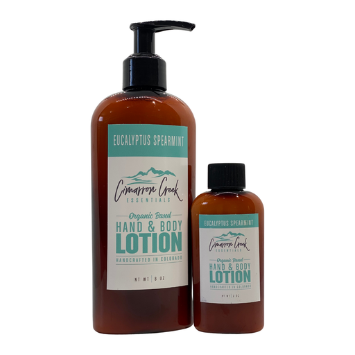 Cimarron Creek Essentials Eucalyptus Spearmint Organic Hand & Body Lotion Lotion & Moisturizer Dark Slate Gray 8oz - Plastic Bottle,8oz -Glass Bottle,2oz