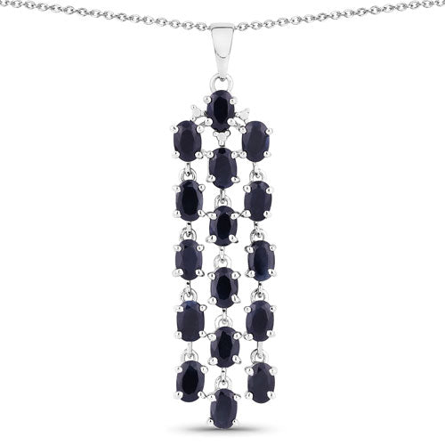 Bids.com 7.68 Carat Genuine Blue Sapphire .925 Sterling Silver Pendant Pendants White Smoke Default Title