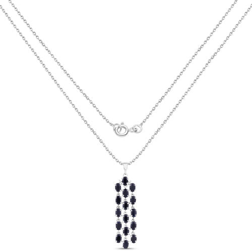 Bids.com 7.68 Carat Genuine Blue Sapphire .925 Sterling Silver Pendant Pendants White Smoke