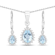 Bids.com 2.00 Carat Genuine Blue Topaz and White Topaz .925 Sterling Silver Jewelry Set Jewelry Sets White Smoke One