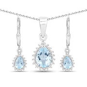 Bids.com 2.00 Carat Genuine Blue Topaz and White Topaz .925 Sterling Silver Jewelry Set Jewelry Sets White Smoke size 18.00,size 20.00