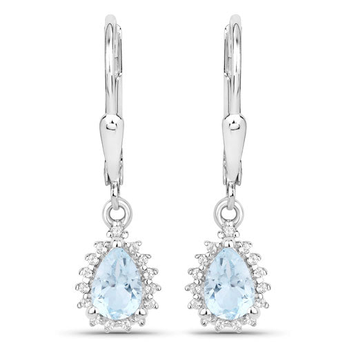 Bids.com 2.00 Carat Genuine Blue Topaz and White Topaz .925 Sterling Silver Jewelry Set Jewelry Sets White Smoke One,size 18.00,size 20.00