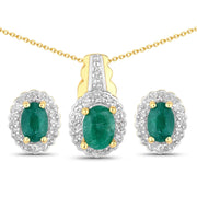 Bids.com 1.71 Carat Dyed Emerald and White Topaz .925 Sterling Silver Jewelry Set Jewelry Sets White Smoke One